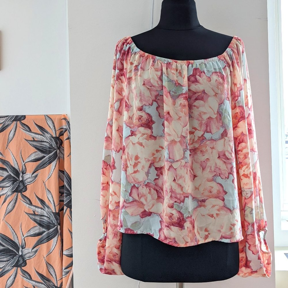 Forever21 Pastel Flowy Floral Off-Shoulder top